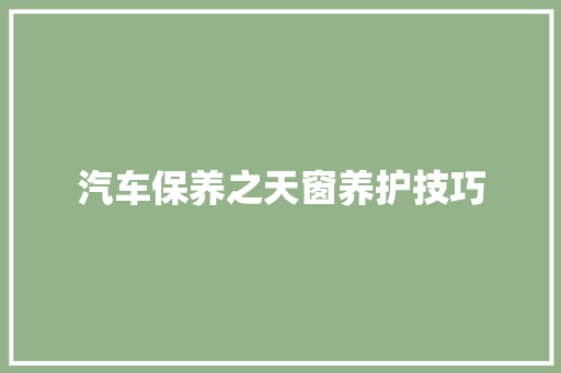 汽车保养之天窗养护技巧