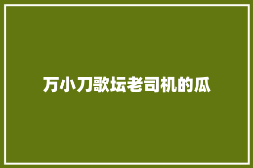 万小刀歌坛老司机的瓜