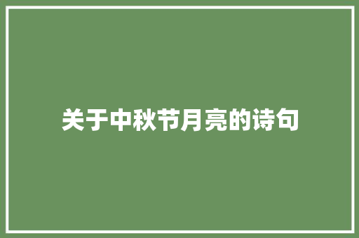 关于中秋节月亮的诗句