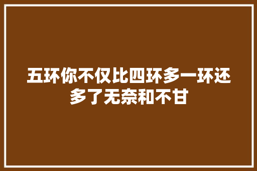 五环你不仅比四环多一环还多了无奈和不甘