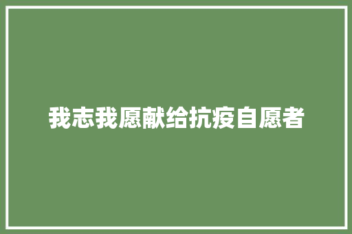 我志我愿献给抗疫自愿者