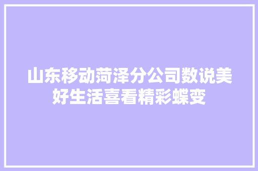 山东移动菏泽分公司数说美好生活喜看精彩蝶变