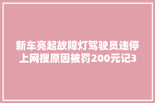 新车亮起故障灯驾驶员违停上网搜原因被罚200元记3分