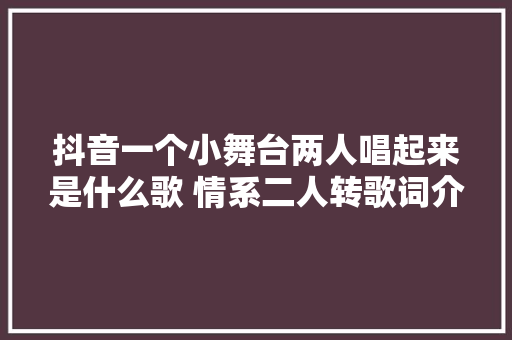 抖音一个小舞台两人唱起来是什么歌 情系二人转歌词介绍