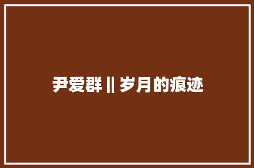 尹爱群‖岁月的痕迹