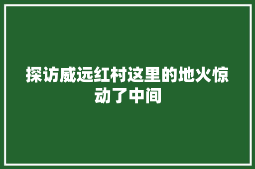 探访威远红村这里的地火惊动了中间