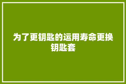 为了更钥匙的运用寿命更换钥匙套