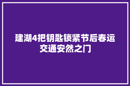 建湖4把钥匙锁紧节后春运交通安然之门