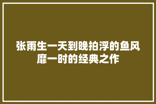 张雨生一天到晚拍浮的鱼风靡一时的经典之作