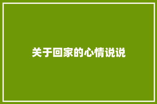关于回家的心情说说