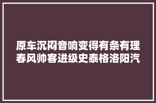 原车沉闷音响变得有条有理春风帅客进级史泰格洛阳汽车音响改装