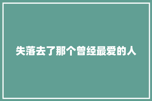 失落去了那个曾经最爱的人