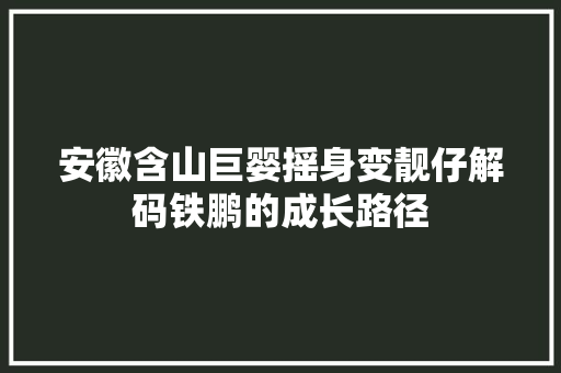 安徽含山巨婴摇身变靓仔解码铁鹏的成长路径