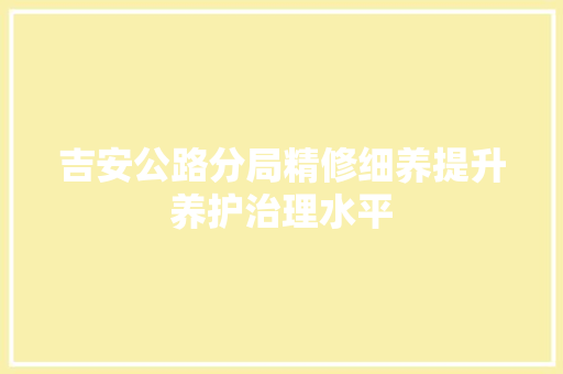 吉安公路分局精修细养提升养护治理水平