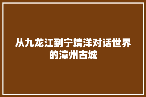从九龙江到宁靖洋对话世界的漳州古城