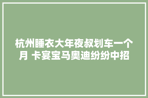 杭州睡衣大年夜叔划车一个月 卡宴宝马奥迪纷纷中招 汽车知识