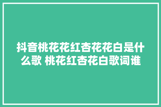 抖音桃花花红杏花花白是什么歌 桃花红杏花白歌词谁唱的