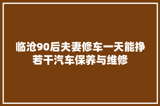 临沧90后夫妻修车一天能挣若干汽车保养与维修