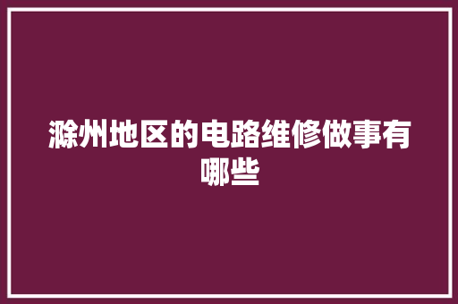滁州地区的电路维修做事有哪些
