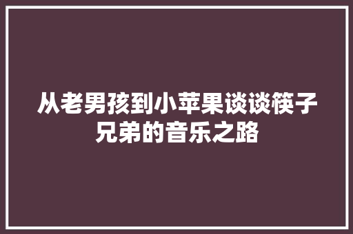 从老男孩到小苹果谈谈筷子兄弟的音乐之路