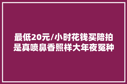 最低20元/小时花钱买陪拍是真喷鼻香照样大年夜冤种