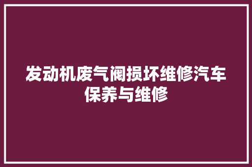 发动机废气阀损坏维修汽车保养与维修