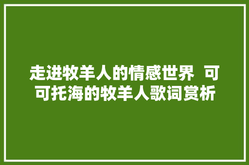 走进牧羊人的情感世界  可可托海的牧羊人歌词赏析