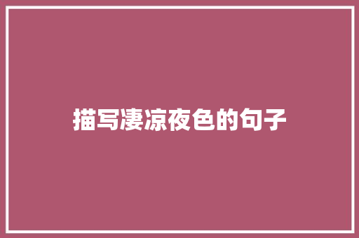 描写凄凉夜色的句子