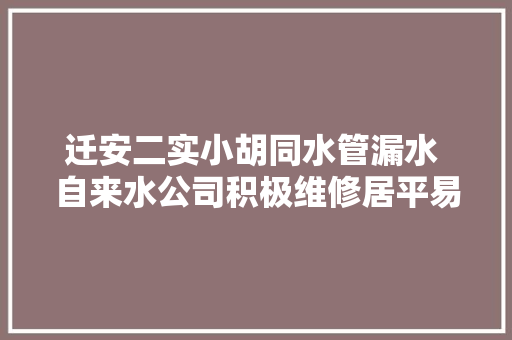 迁安二实小胡同水管漏水 自来水公司积极维修居平易近称赞