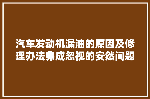 汽车发动机漏油的原因及修理办法弗成忽视的安然问题