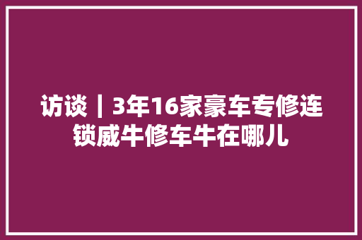 访谈｜3年16家豪车专修连锁威牛修车牛在哪儿 汽车知识