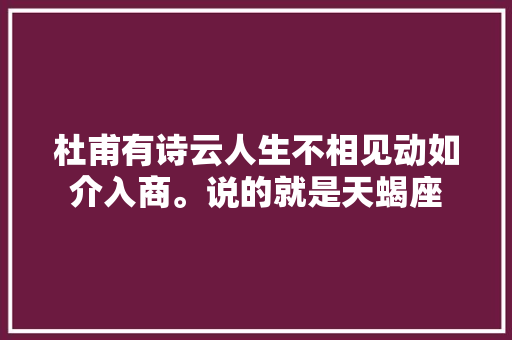 杜甫有诗云人生不相见动如介入商。说的就是天蝎座