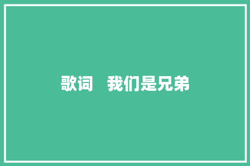 歌词   我们是兄弟 休闲娱乐