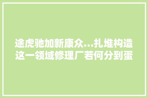 途虎驰加新康众…扎堆构造这一领域修理厂若何分到蛋糕