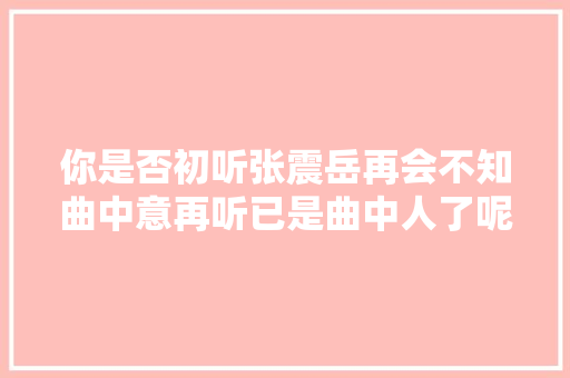 你是否初听张震岳再会不知曲中意再听已是曲中人了呢