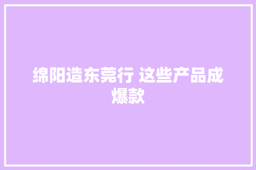 绵阳造东莞行 这些产品成爆款