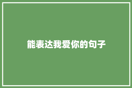 能表达我爱你的句子
