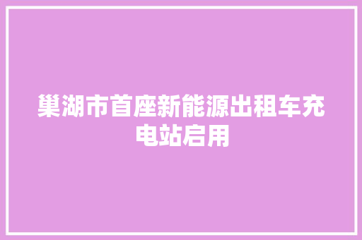 巢湖市首座新能源出租车充电站启用 汽车知识