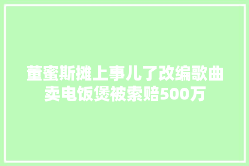 董蜜斯摊上事儿了改编歌曲卖电饭煲被索赔500万