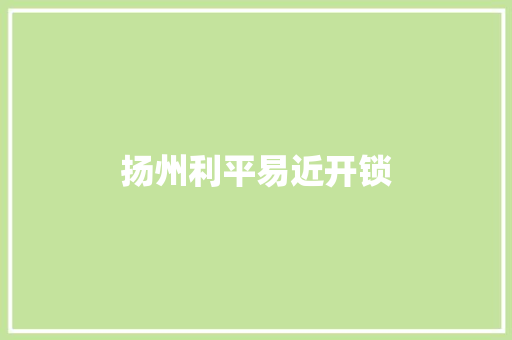 扬州利平易近开锁