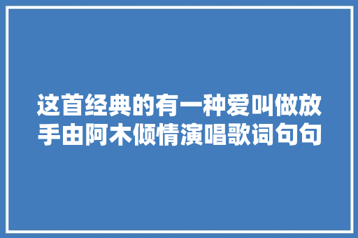 这首经典的有一种爱叫做放手由阿木倾情演唱歌词句句扎心