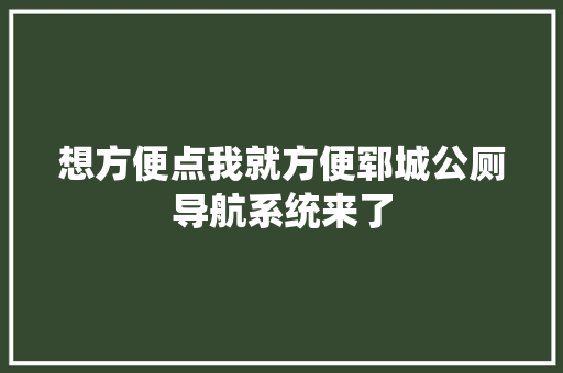 想方便点我就方便郓城公厕导航系统来了