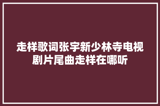 走样歌词张宇新少林寺电视剧片尾曲走样在哪听