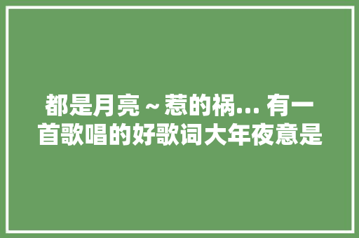 都是月亮～惹的祸… 有一首歌唱的好歌词大年夜意是