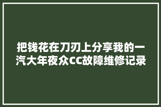 把钱花在刀刃上分享我的一汽大年夜众CC故障维修记录