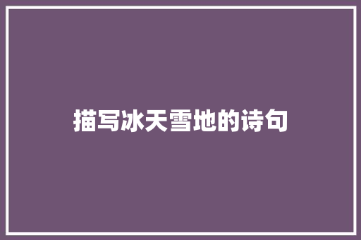 描写冰天雪地的诗句
