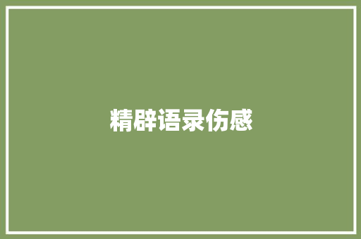精辟语录伤感