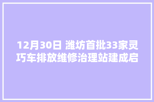 12月30日 潍坊首批33家灵巧车排放维修治理站建成启用