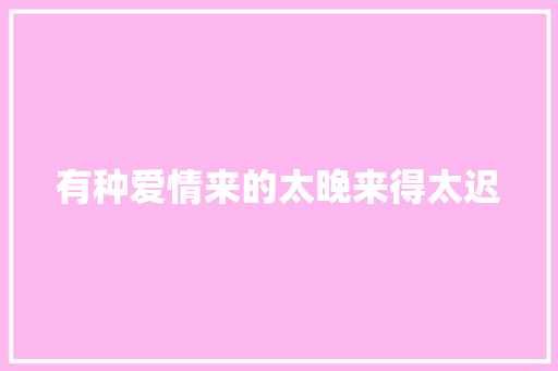 有种爱情来的太晚来得太迟