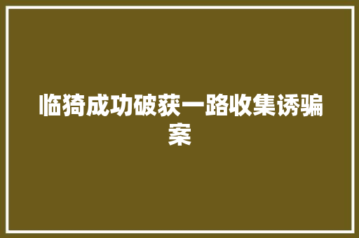 临猗成功破获一路收集诱骗案
